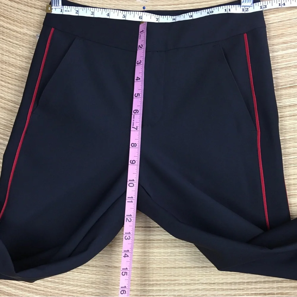 Athleta Black Slim Track Pants with Red Side Stripe